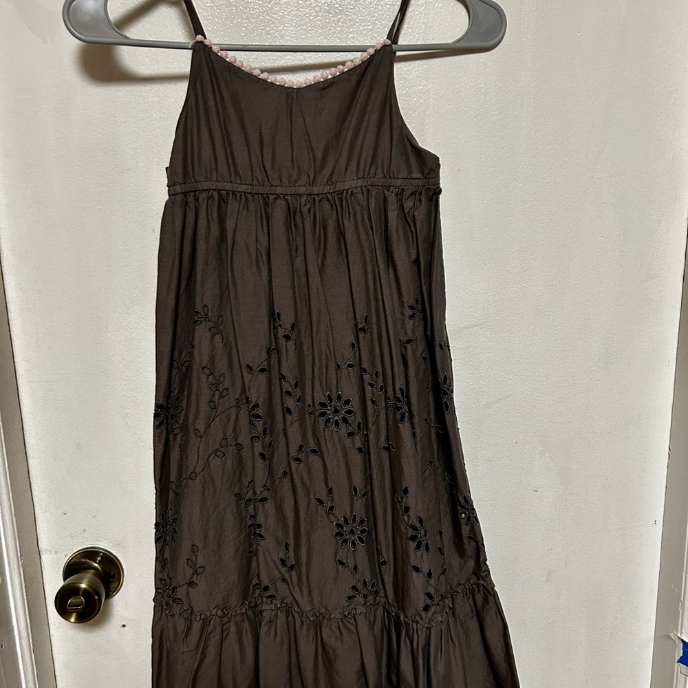 Gap Kids Casual Embroidered Steel Grey Summer Dress